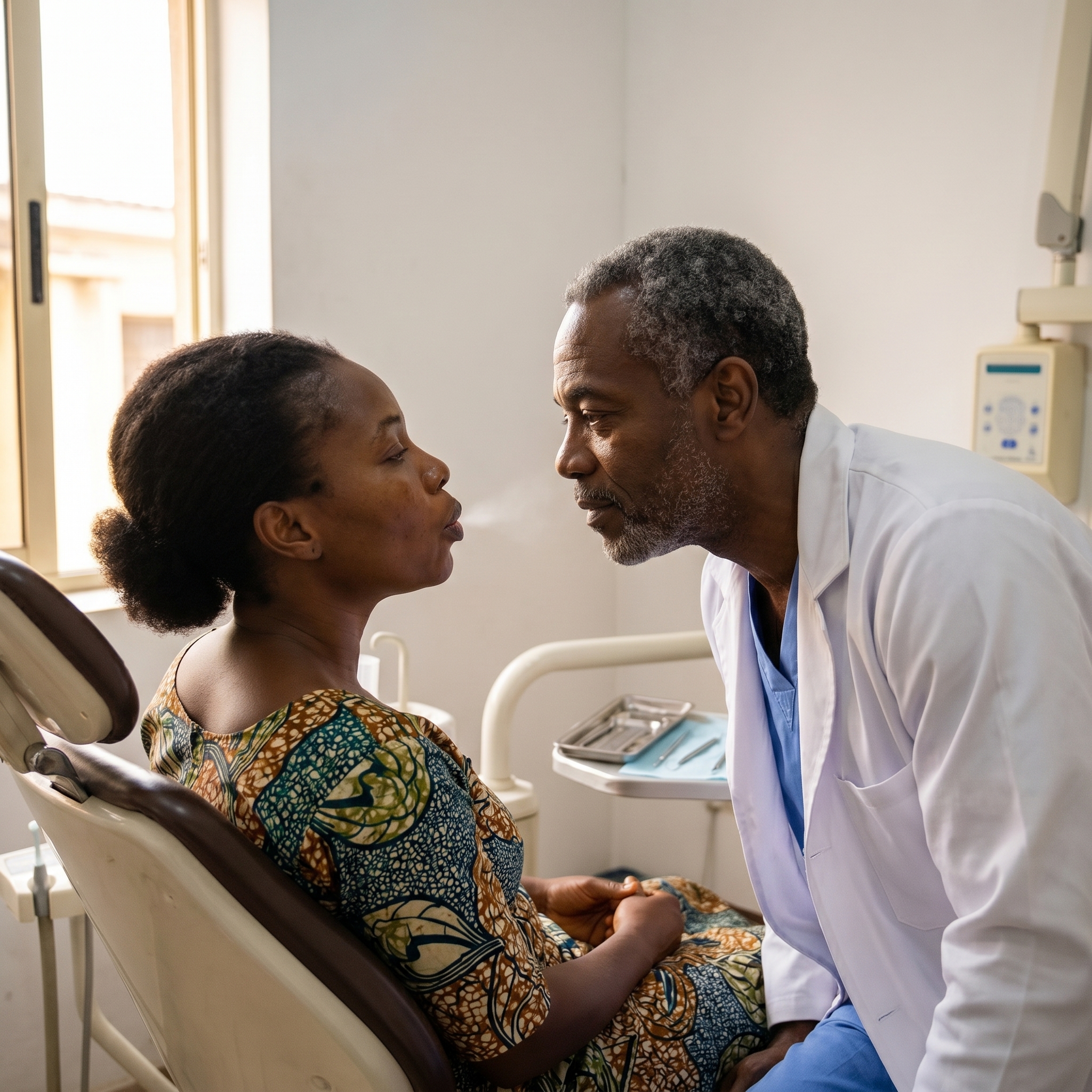 Dr. Tunde examining Faith six weeks after the protocol